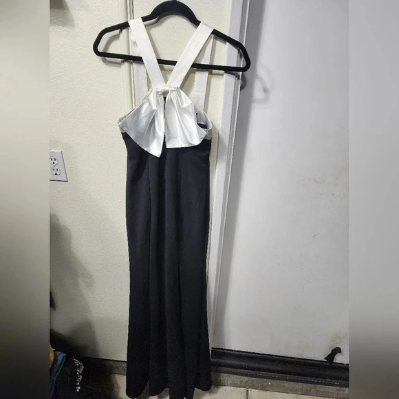 Lulus Luxurious Outlook Black and White Bow Mermaid Maxi Dress Party Prom - Picture 7 of 12